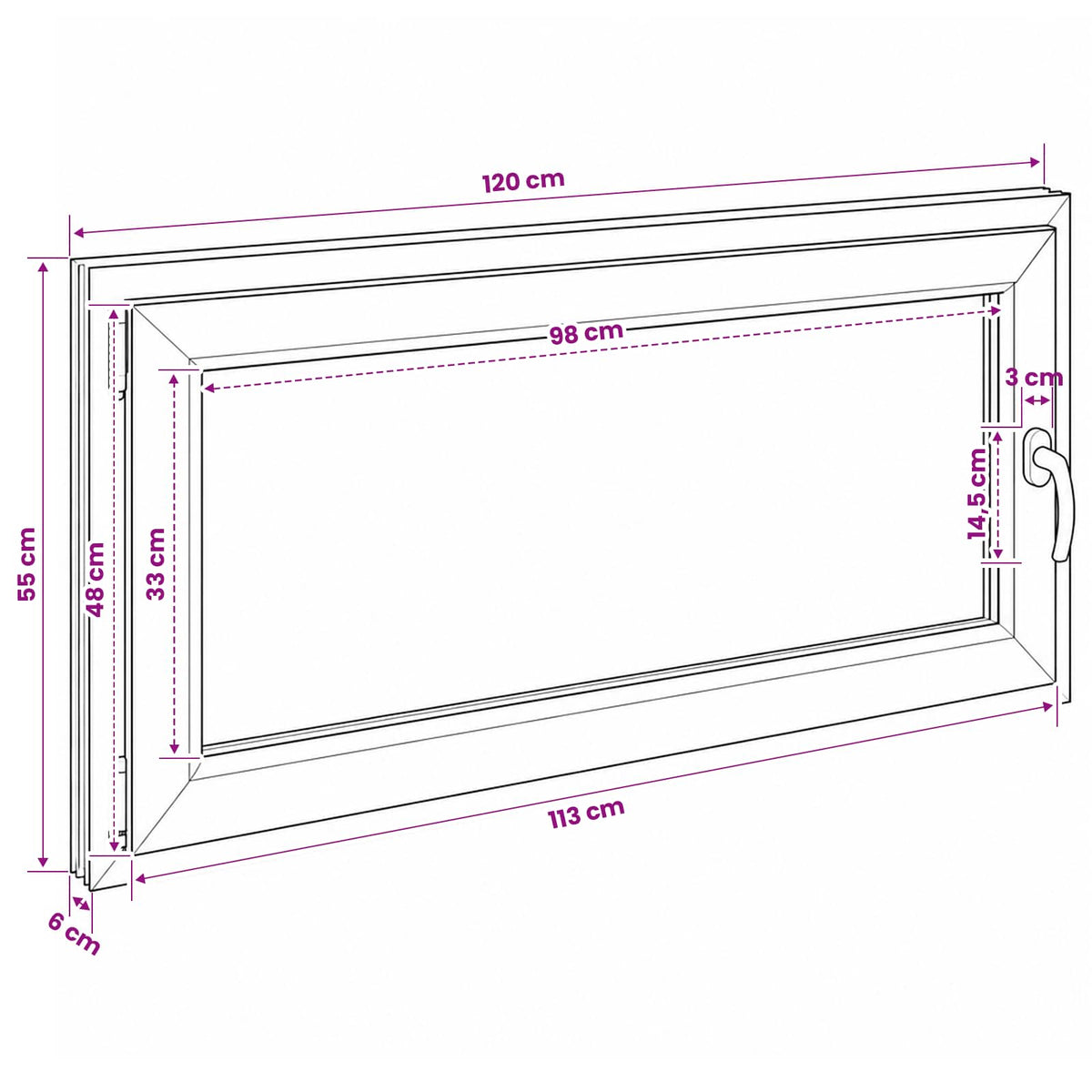 Kældervindue RISOR 50 x 55 cm PVC og glas