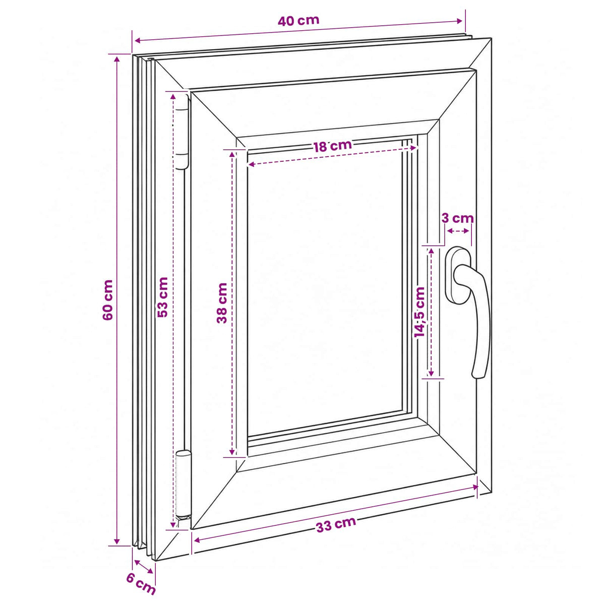 Kældervindue RISOR 40 x 60 cm PVC og glas