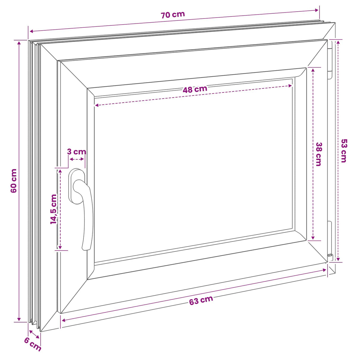 Kældervindue RISOR 70 x 60 cm PVC og glas