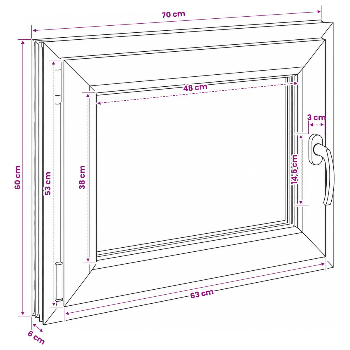 Kældervindue RISOR 70 x 60 cm PVC og glas