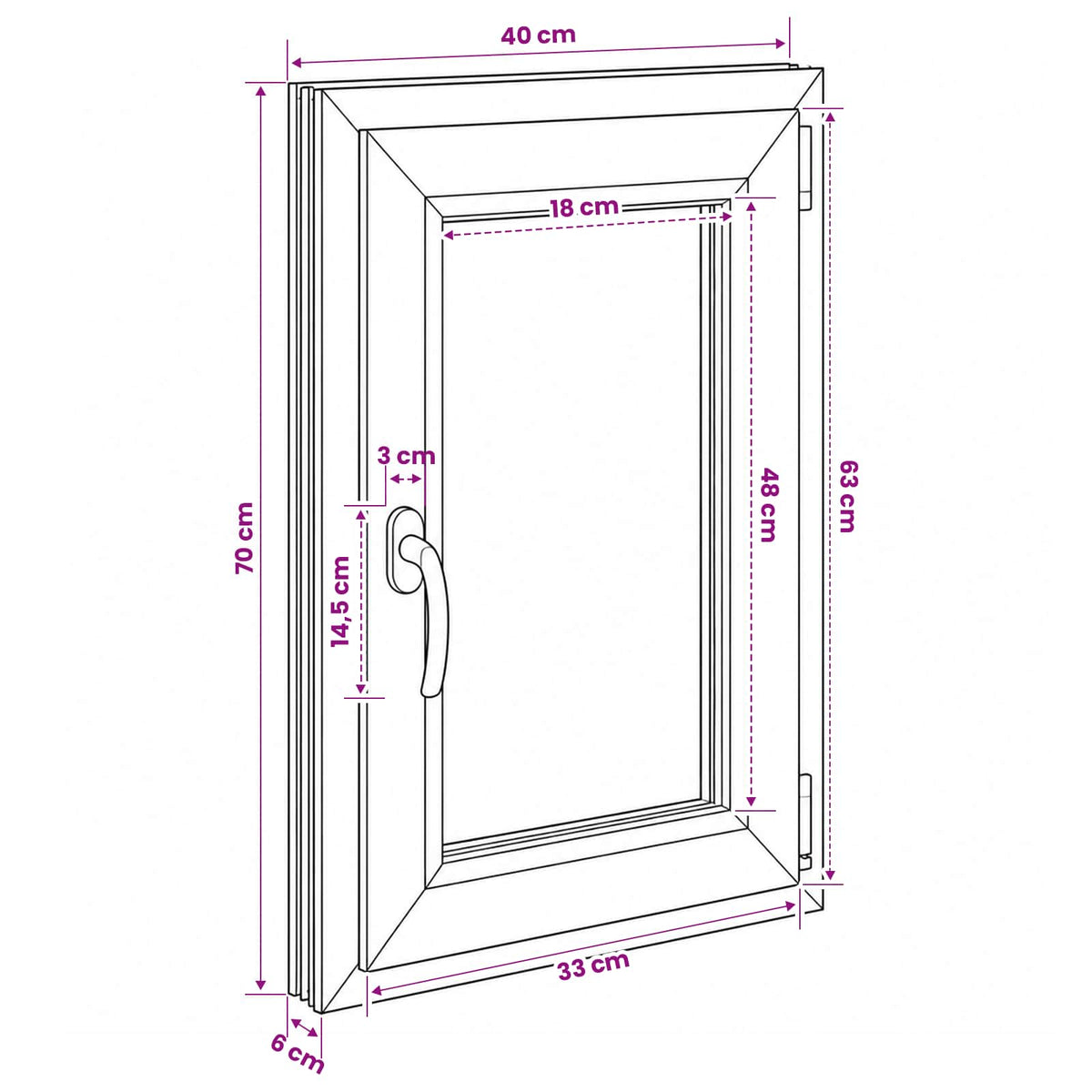 Kældervindue RISOR 40 x 70 cm PVC og glas