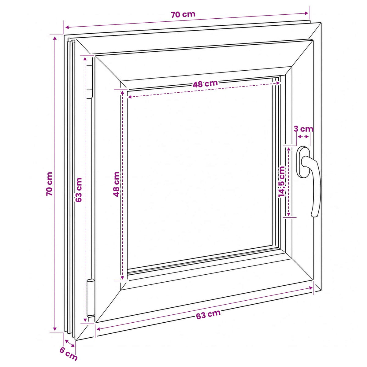 Kældervindue RISOR 70 x 70 cm PVC og glas