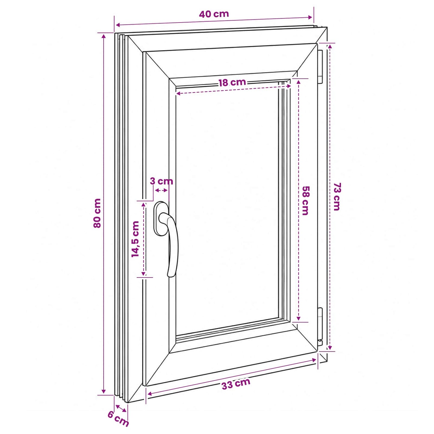 Kældervindue RISOR 40 x 80 cm PVC og glas