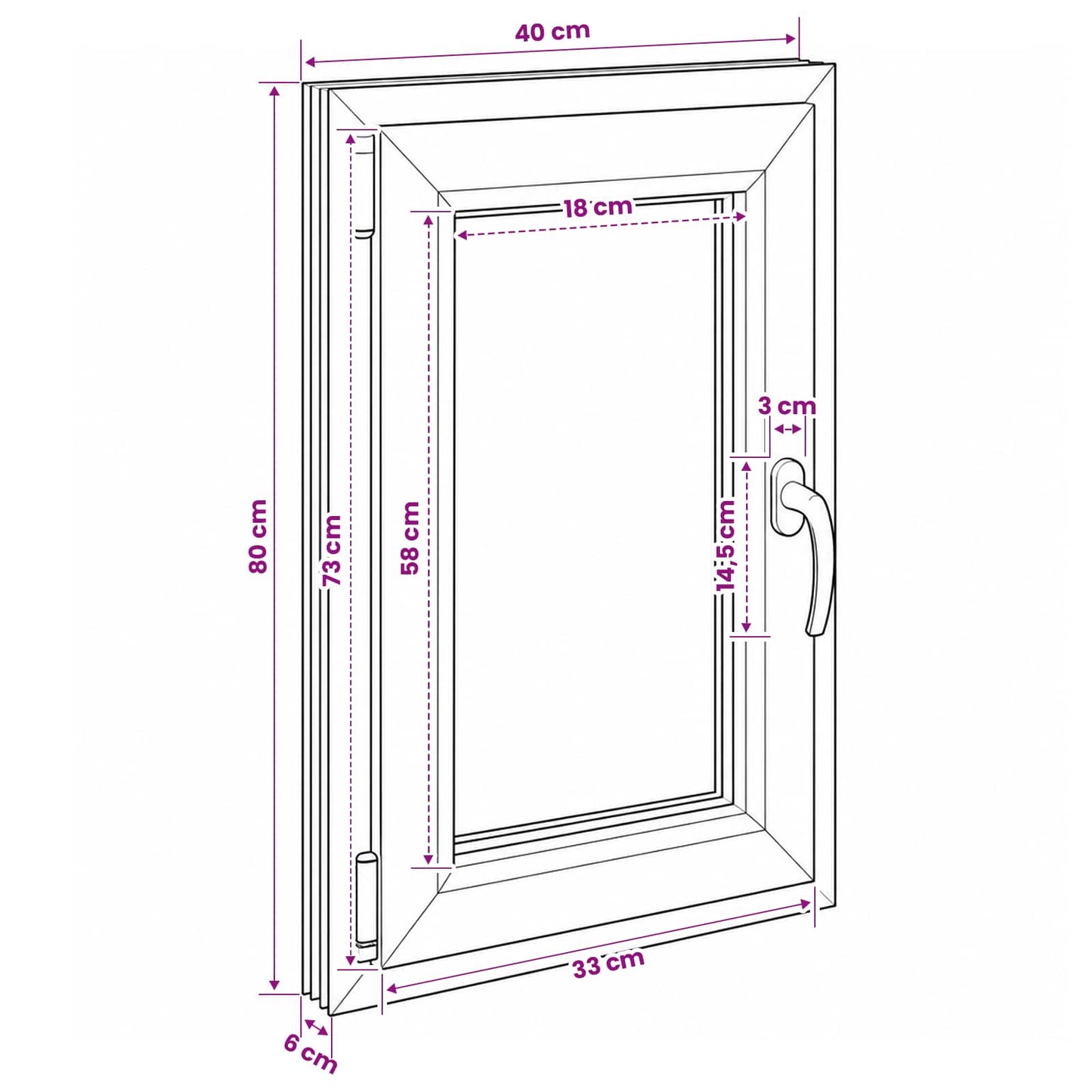 Kældervindue RISOR 40 x 80 cm PVC og glas