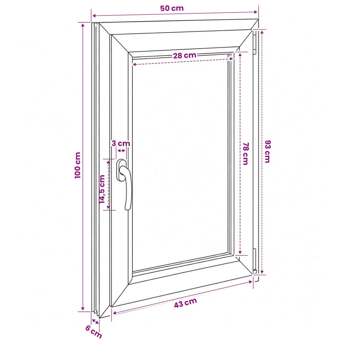 Kældervindue RISOR 50 x 100 cm PVC og glas