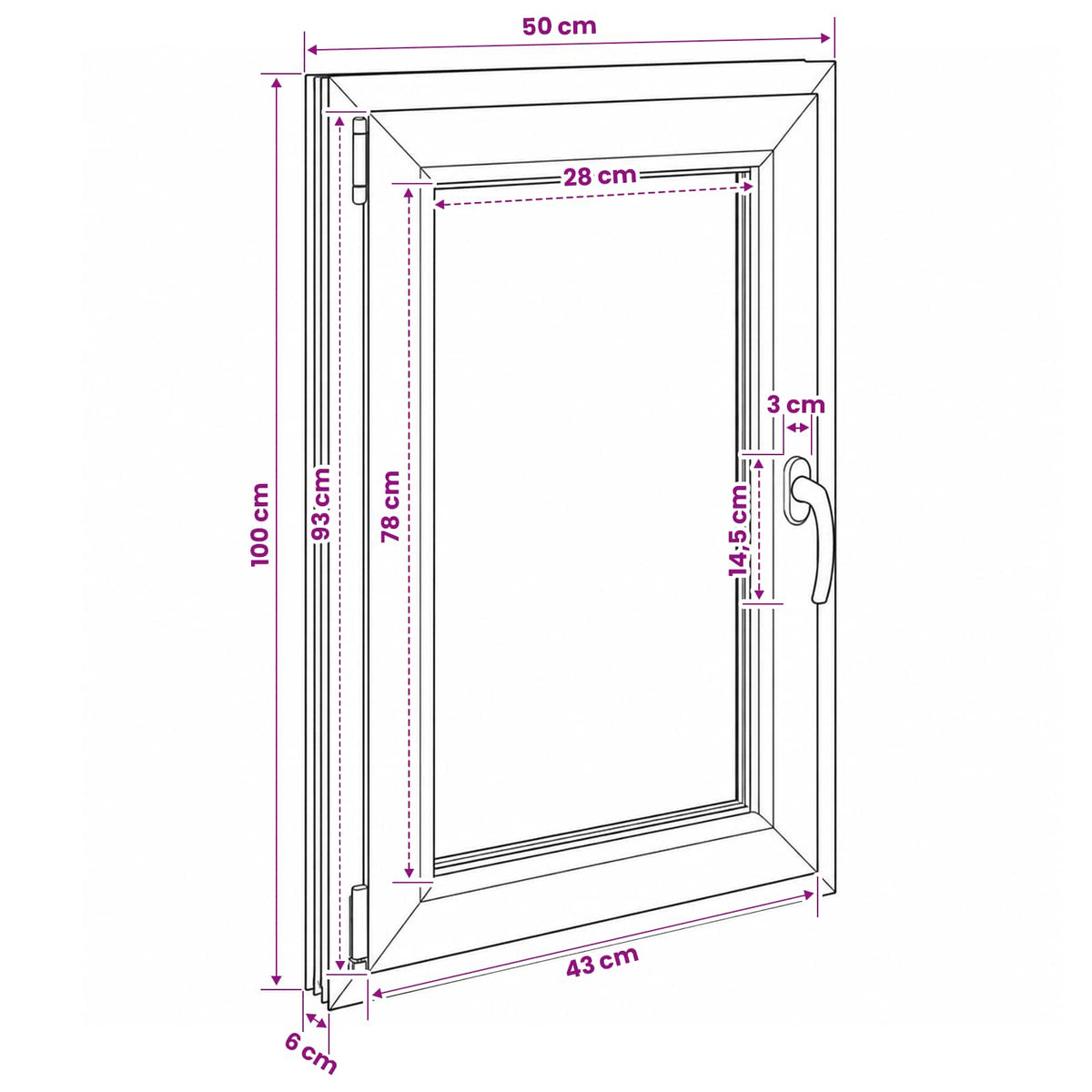 Kældervindue RISOR 50 x 100 cm PVC og glas