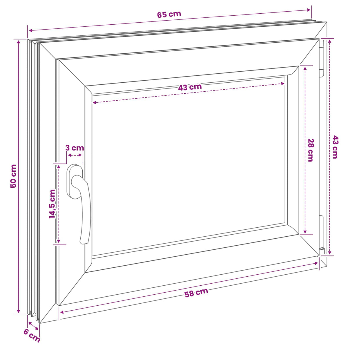 Kældervindue RISOR 50 x 55 cm PVC og glas