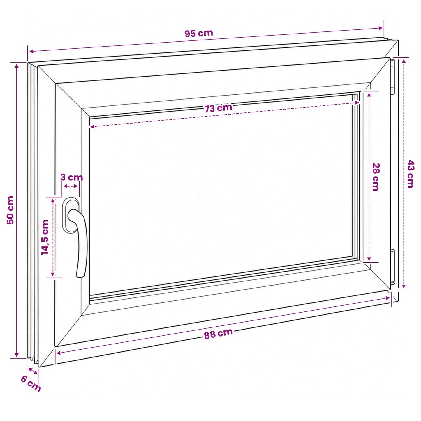Kældervindue RISOR 95 x 50 cm PVC og glas