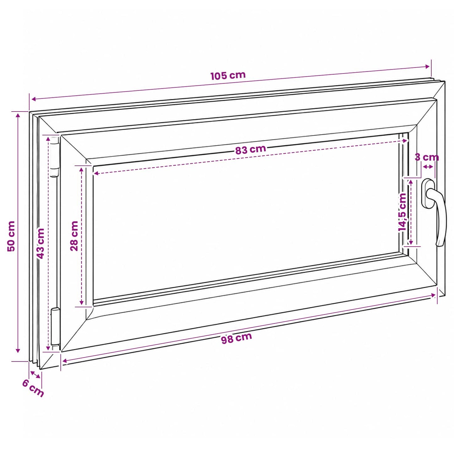 Kældervindue RISOR 50 x 55 cm PVC og glas