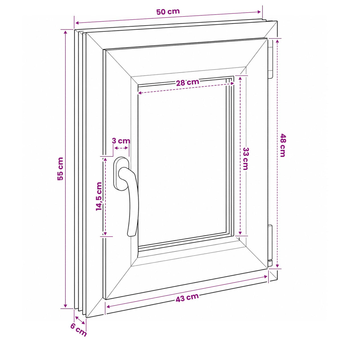 Kældervindue RISOR 50 x 55 cm PVC og glas