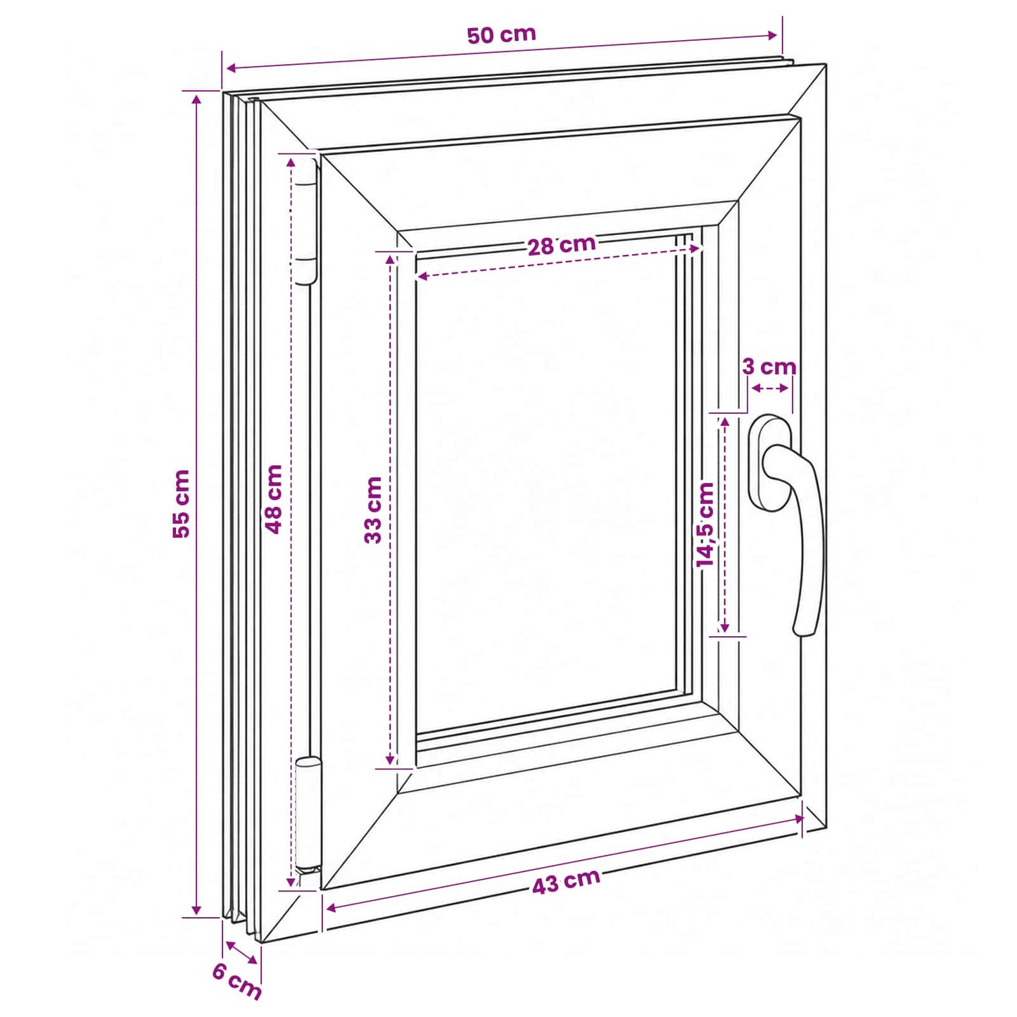 Kældervindue RISOR 50 x 55 cm PVC og glas