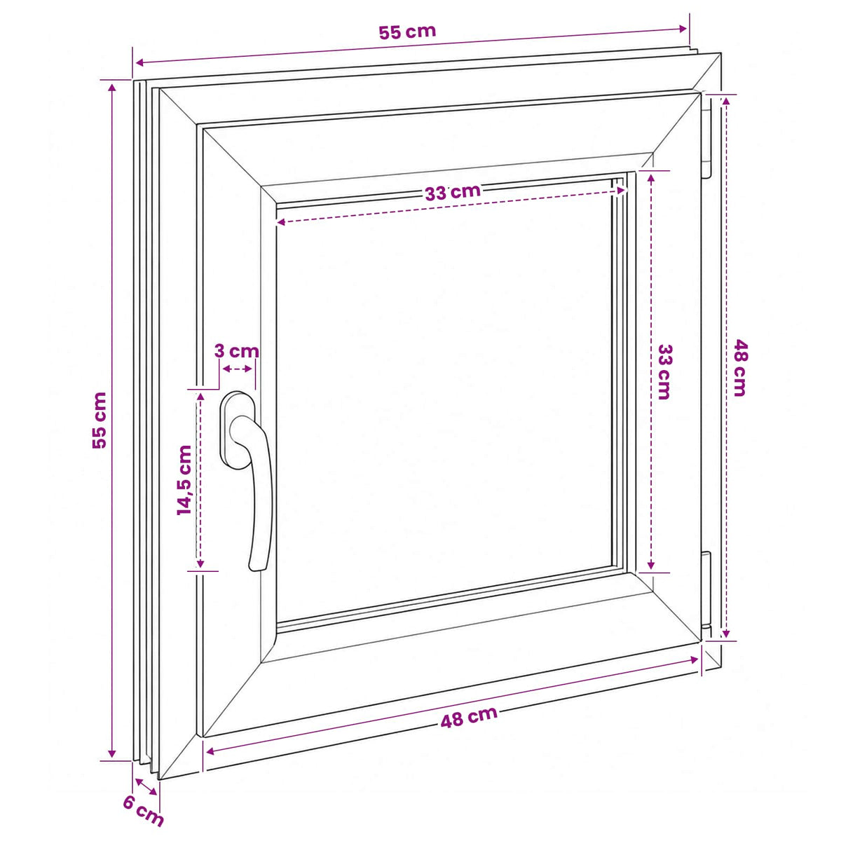 Kældervindue RISOR 55 x 55 cm PVC og glas