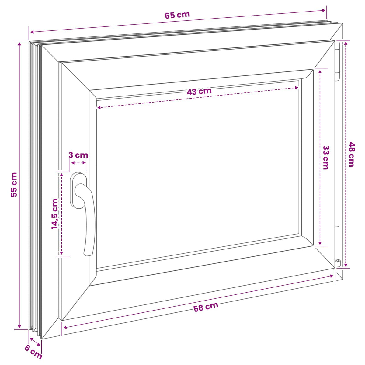 Kældervindue RISOR 50 x 55 cm PVC og glas