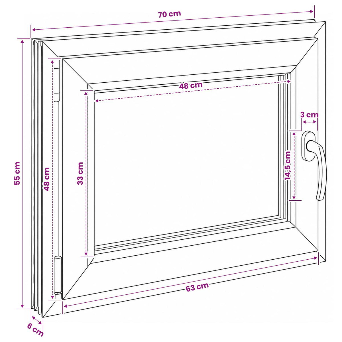Kældervindue RISOR 50 x 55 cm PVC og glas