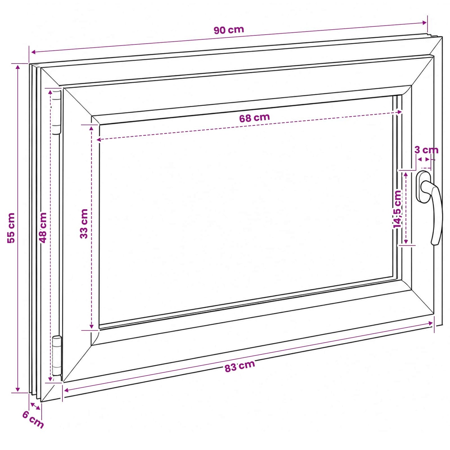 Kældervindue RISOR 90 x 55 cm PVC og glas