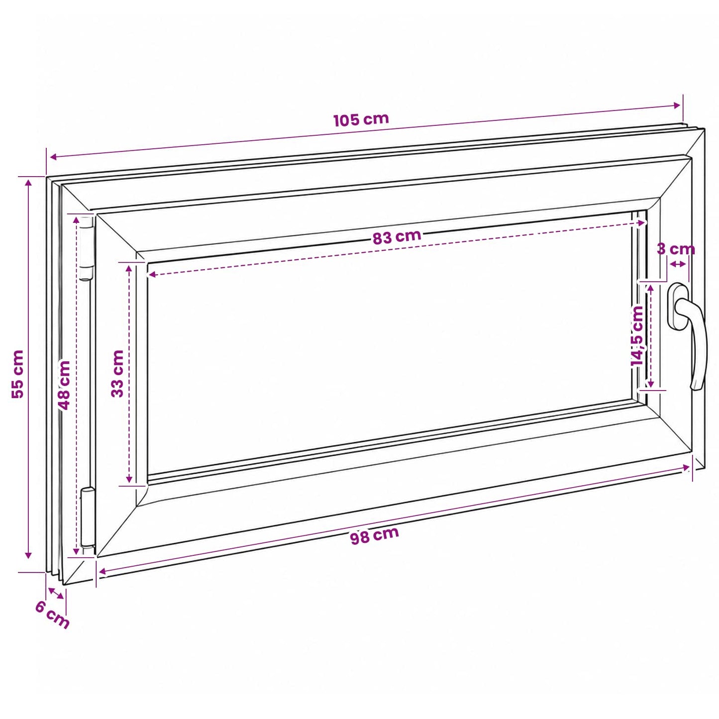 Kældervindue RISOR 50 x 55 cm PVC og glas