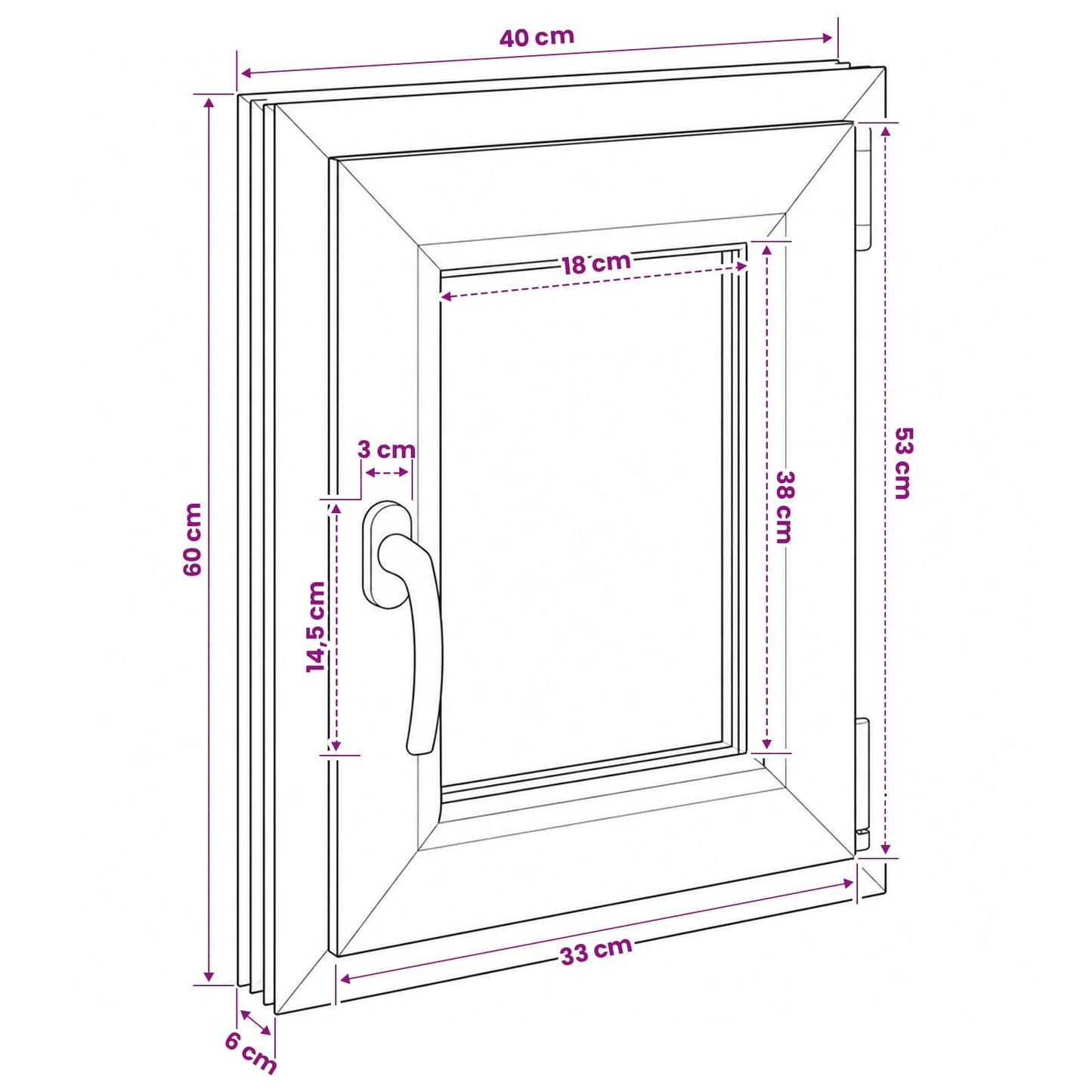 Kældervindue RISOR 40 x 60 cm PVC og glas