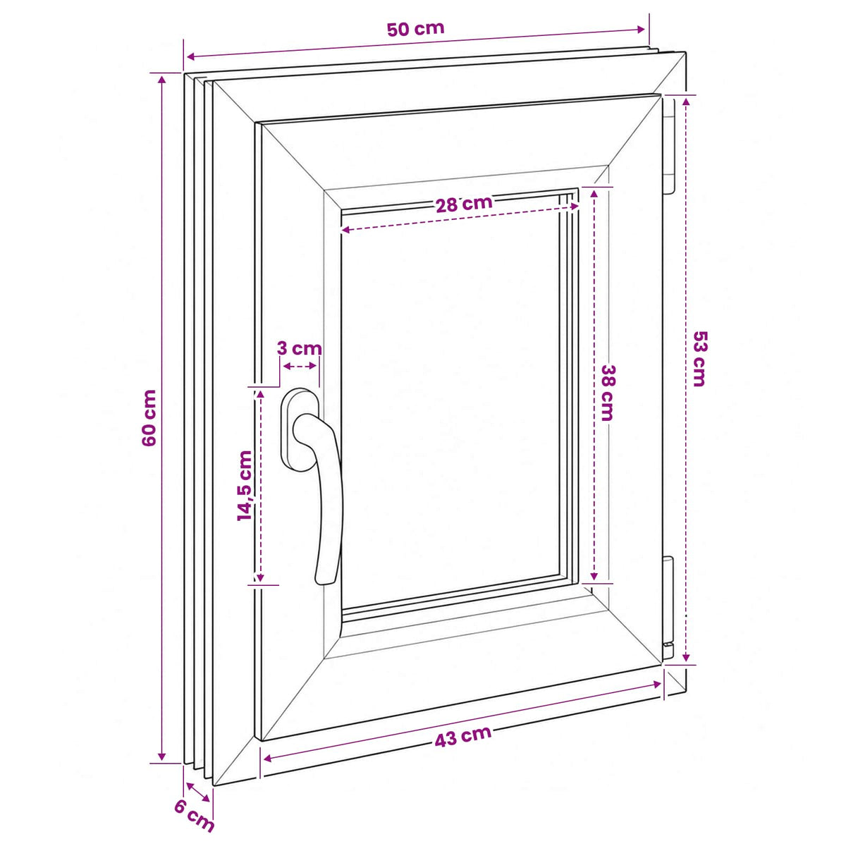 Kældervindue RISOR 50 x 60 cm PVC og glas