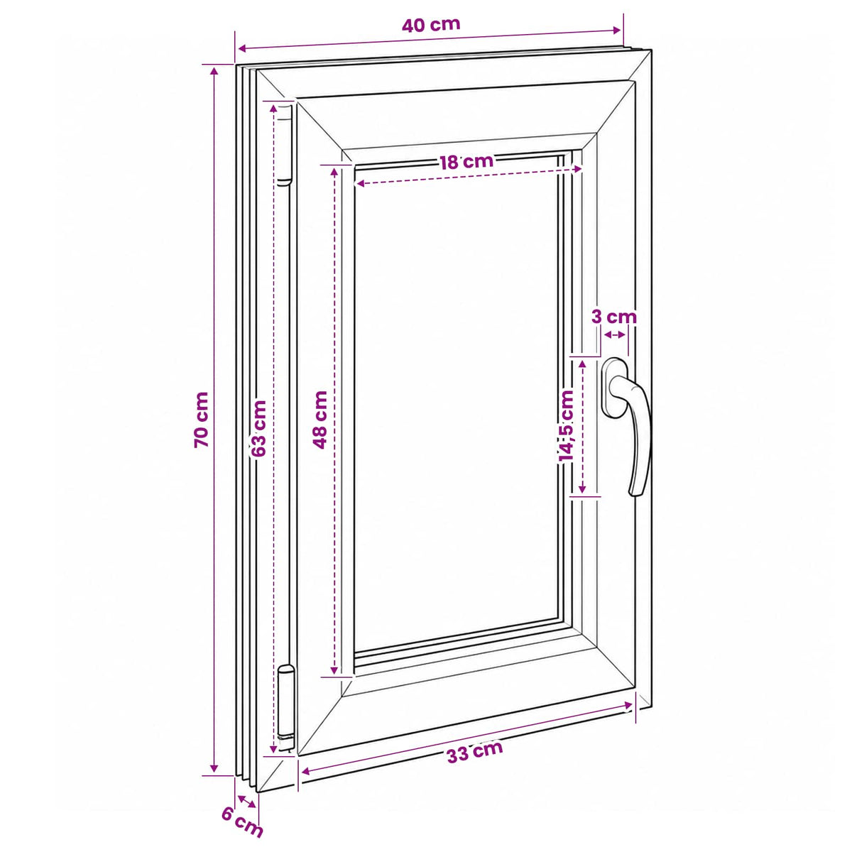 Kældervindue RISOR 40 x 70 cm PVC og glas