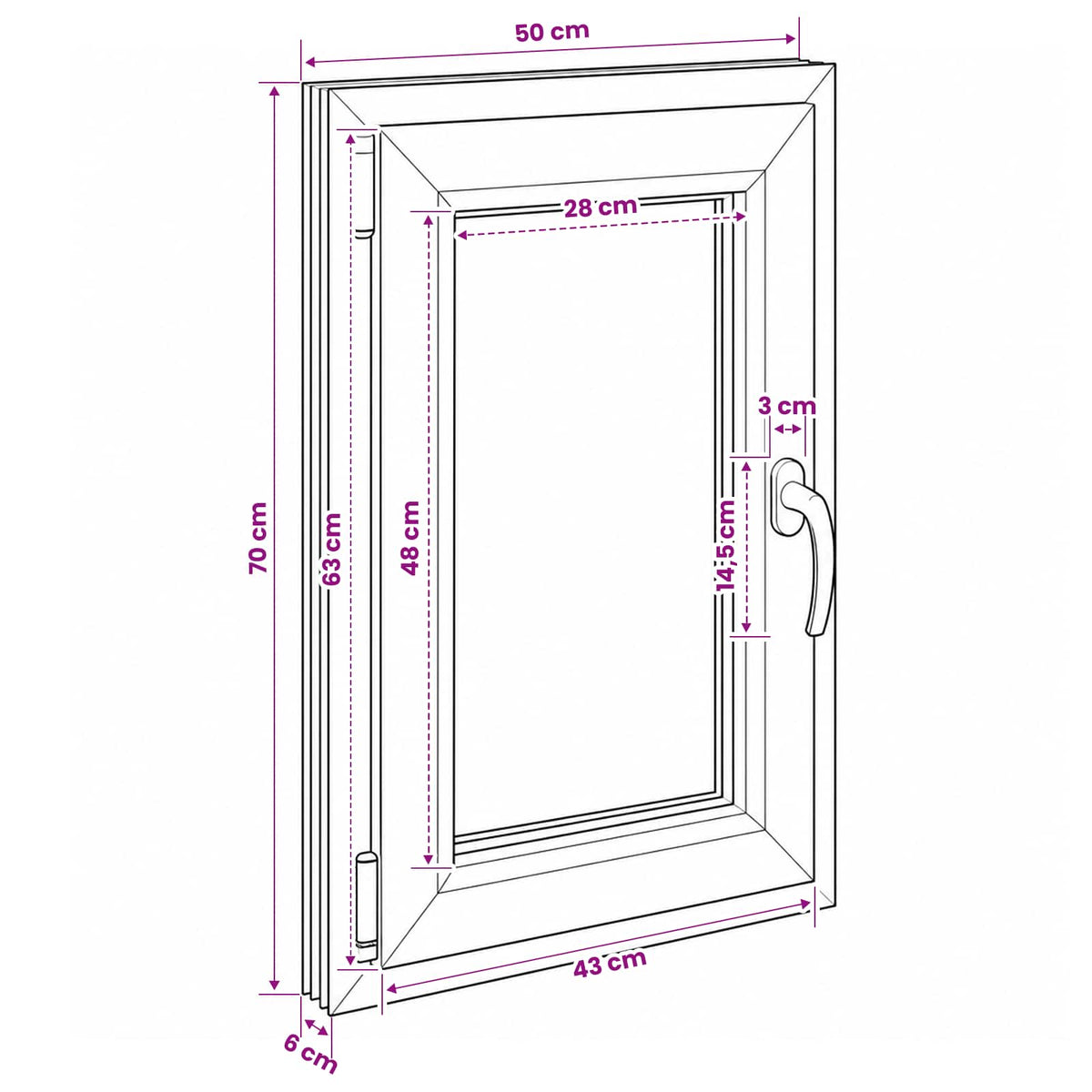 Kældervindue RISOR 50 x 70 cm PVC og glas