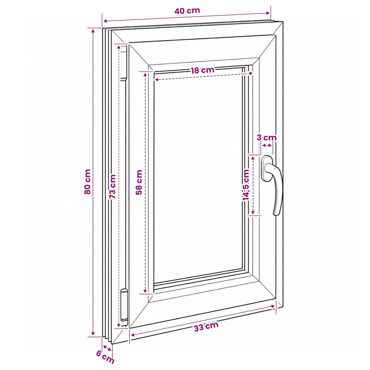 Kældervindue RISOR 40 x 80 cm PVC og glas