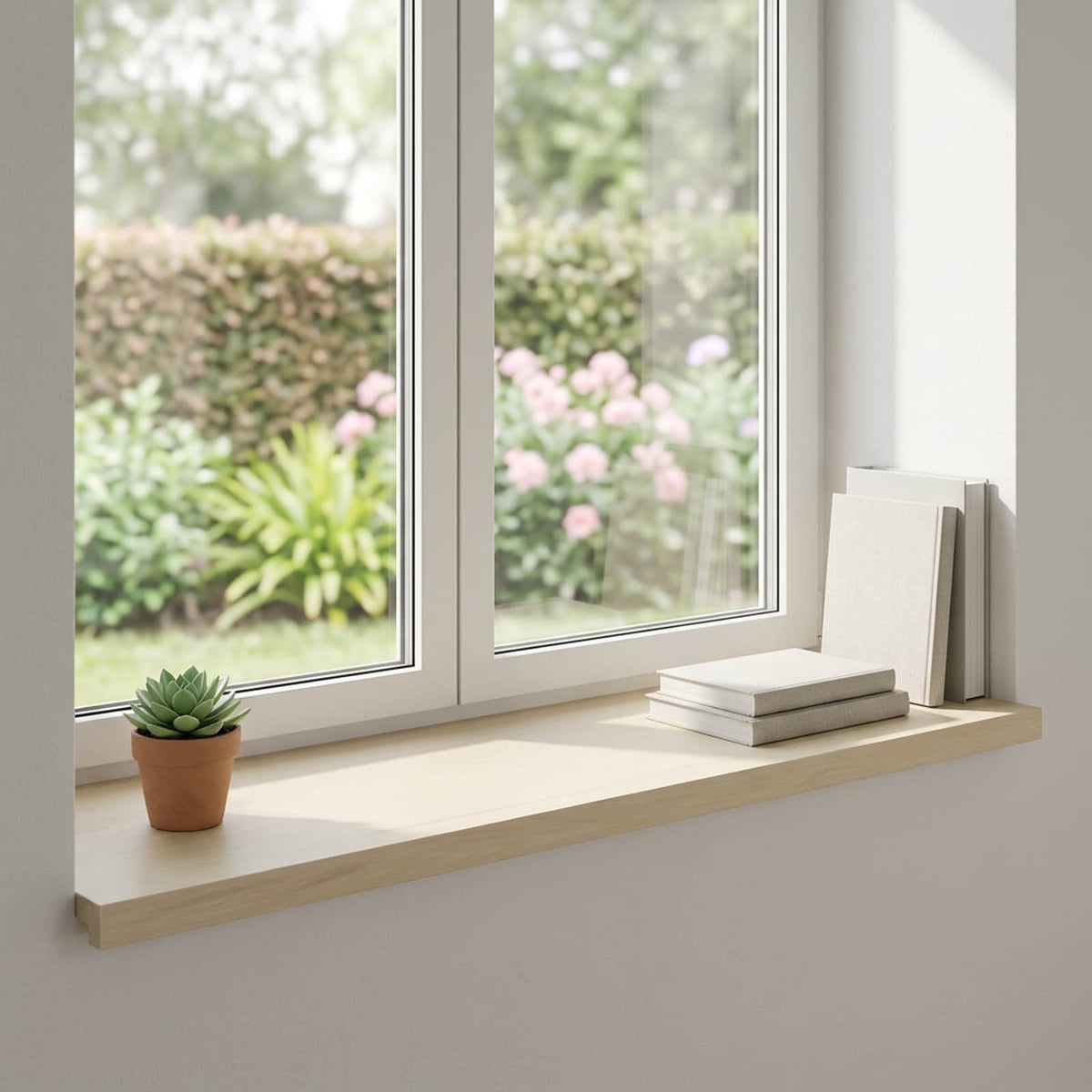 Vindueskarme 2 stk. Hvid 100 x 40 x 2 cm Massivt Eg Træ