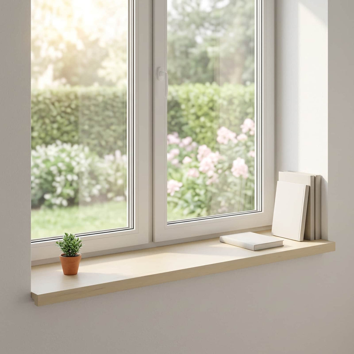 Vindueskarme 2 stk. Hvid 140 x 40 x 2 cm Massivt Eg Træ