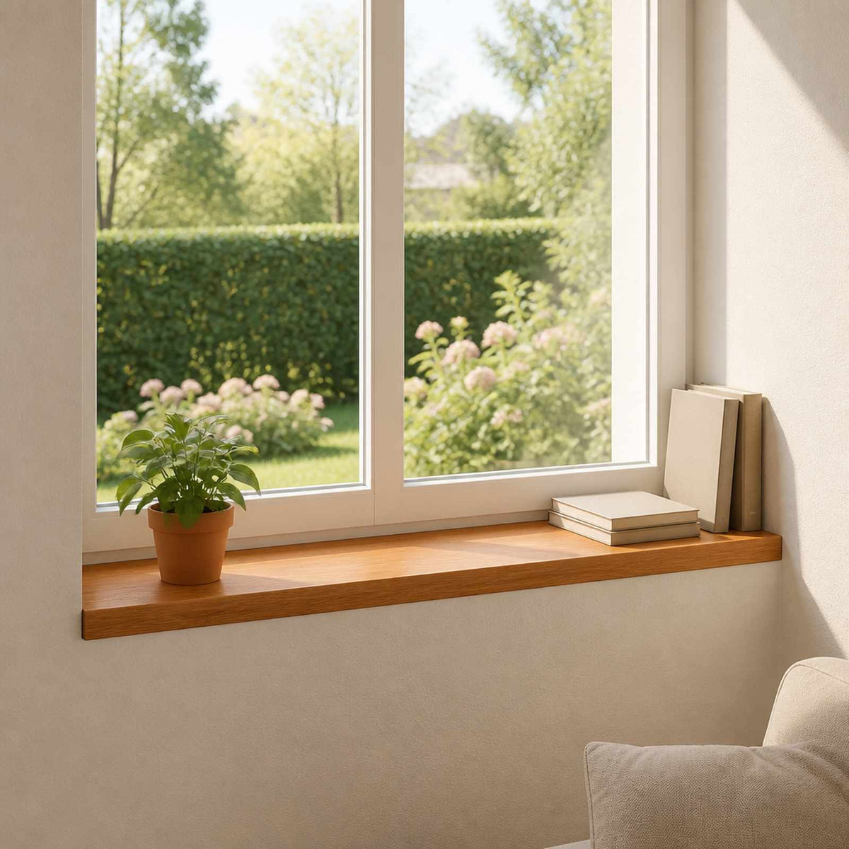Vindueskarme 2 stk. Brun 100 x 30 x 2 cm Massivt Eg Træ