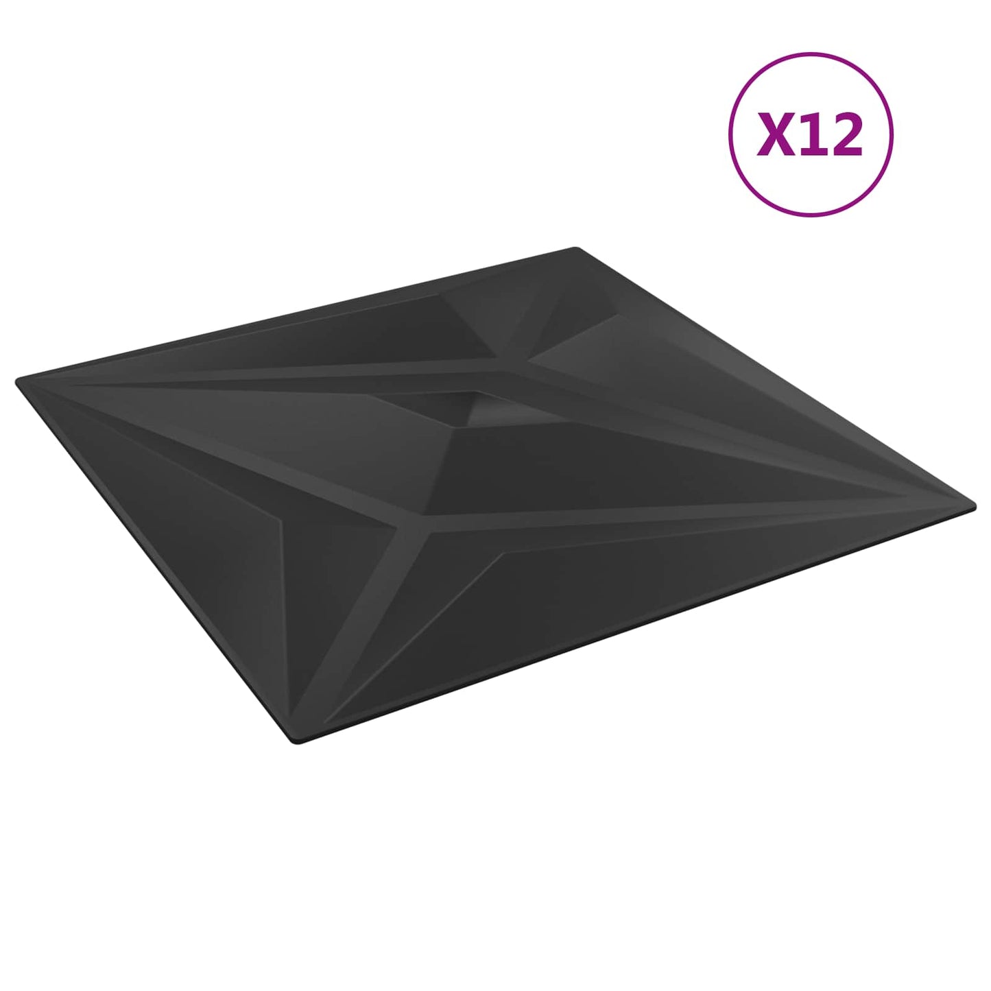 Vægpaneler 48 stk. 50 x 50 cm Sort stjerne XPS Skum