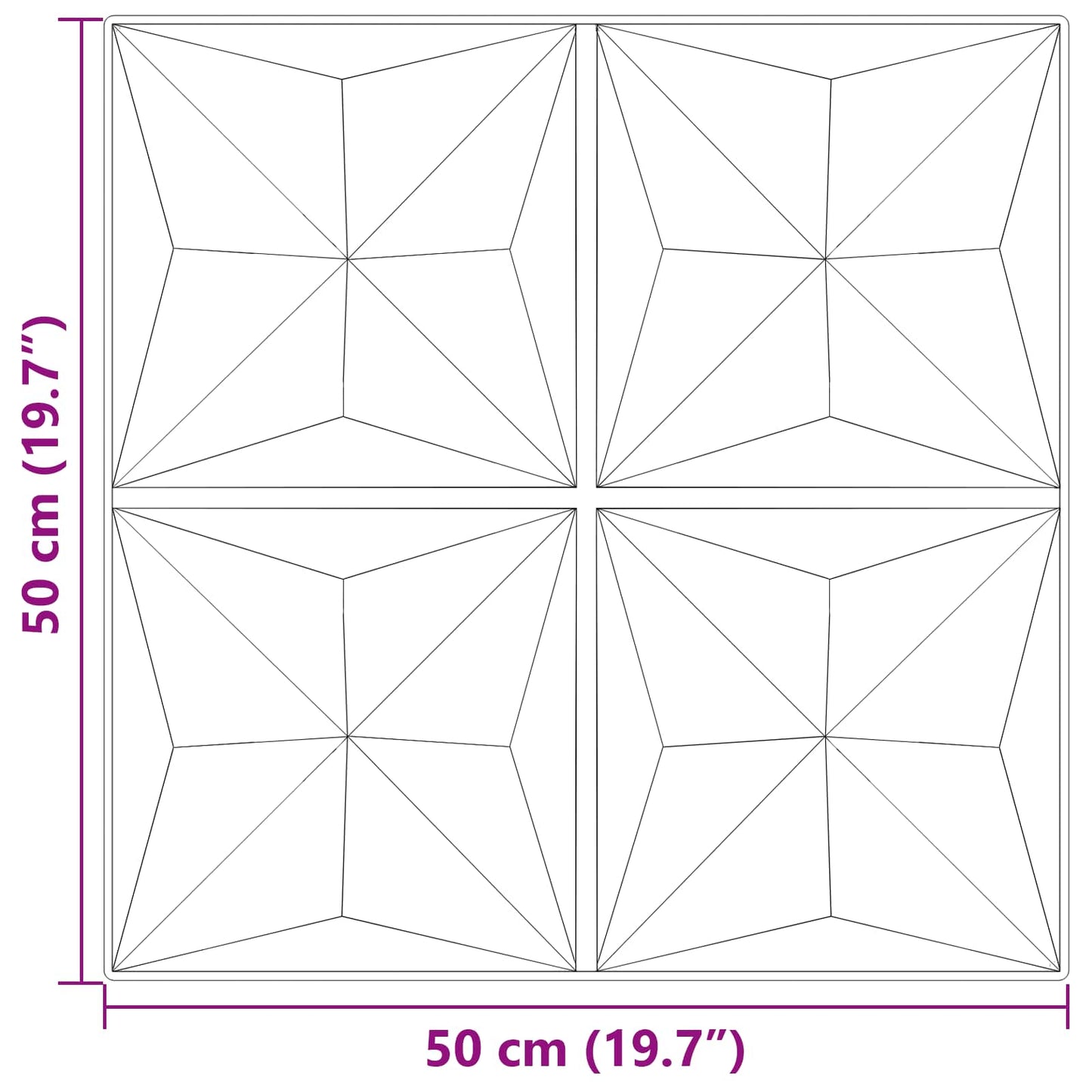 Vægpaneler 48 stk. 50 x 50 cm Origami beton XPS Skum