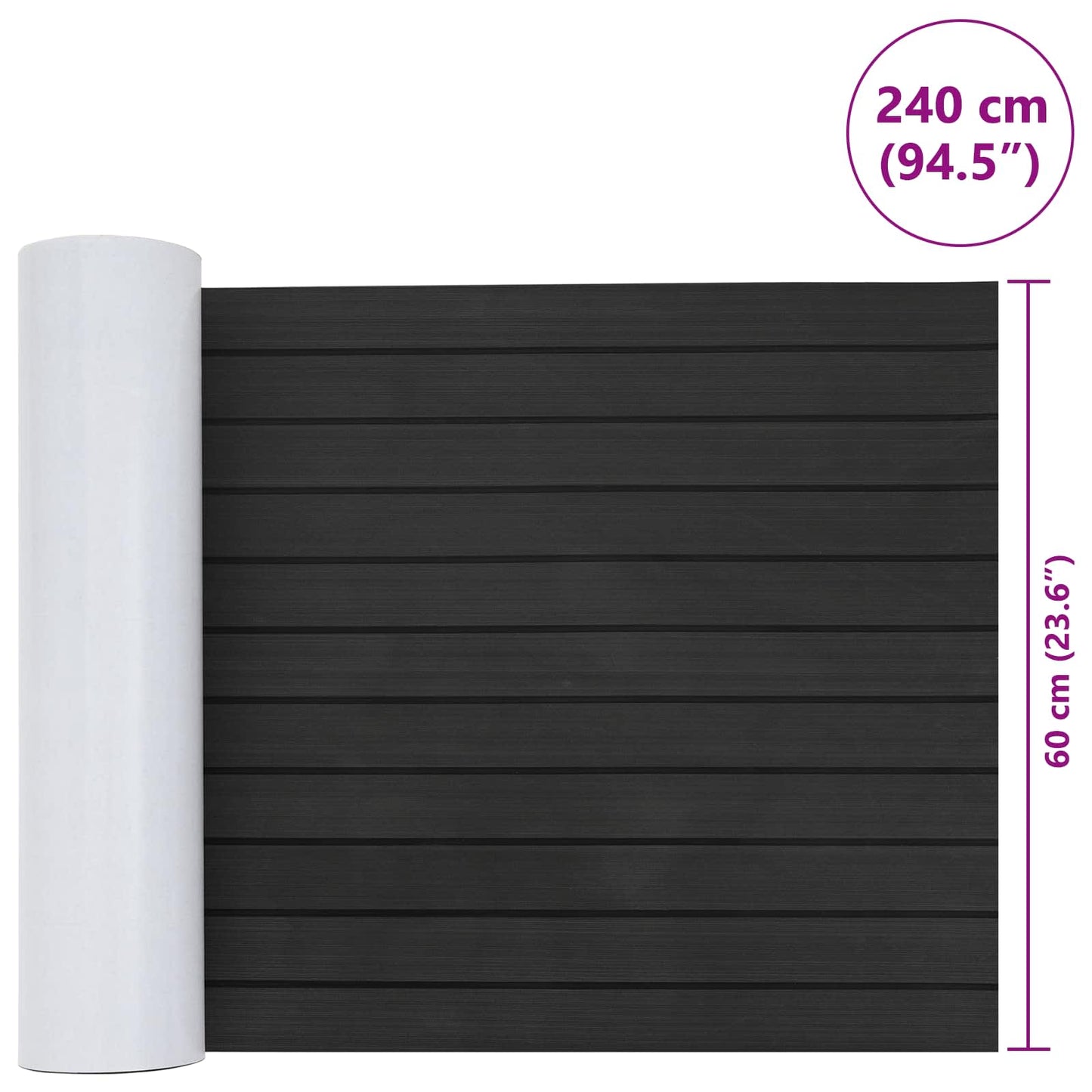 Bådmåtte Stribet Mørk Grå og Sort 240 x 60 cm EVA
