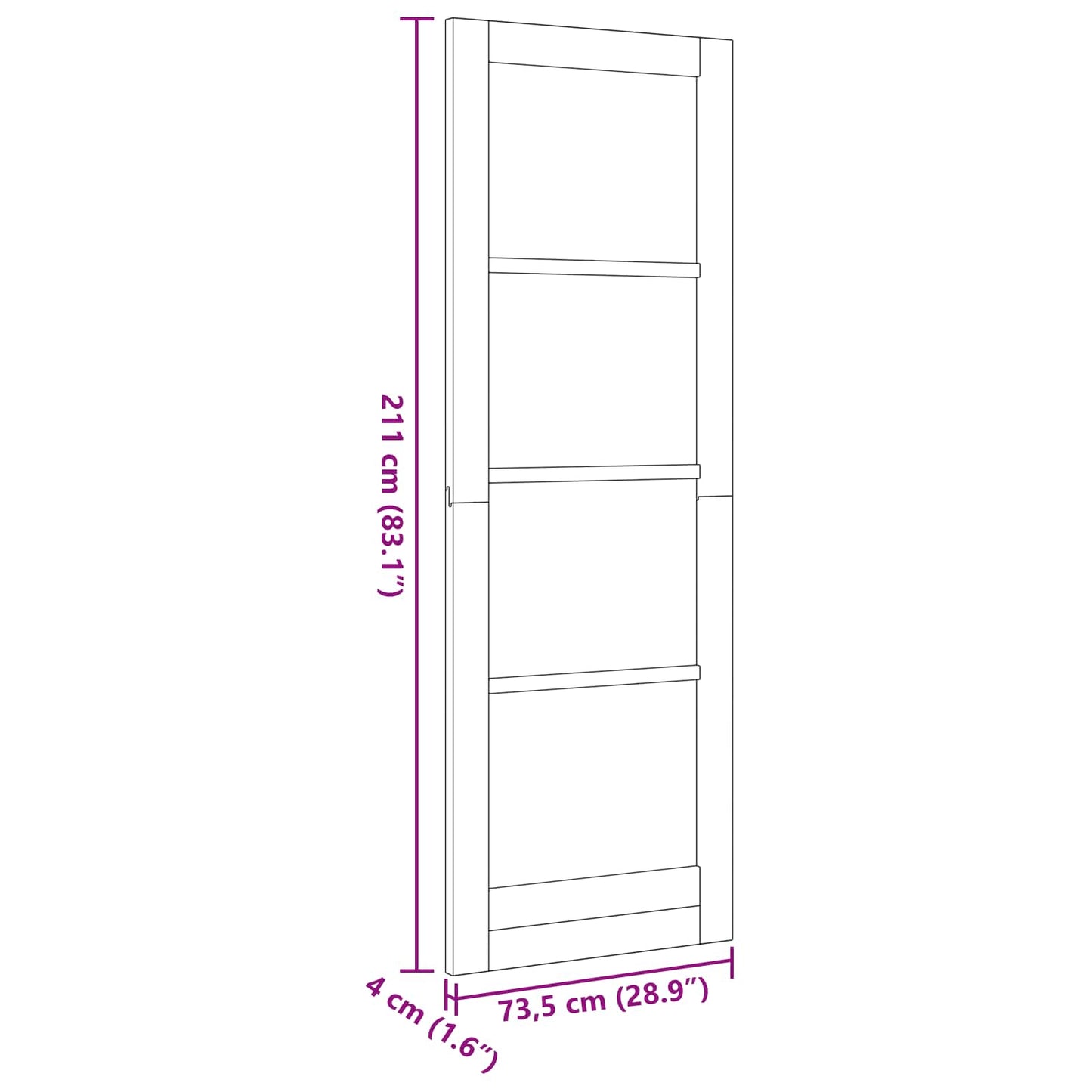 Indvendig Dør 73,5 x 211 cm Krydsfinér Hvid