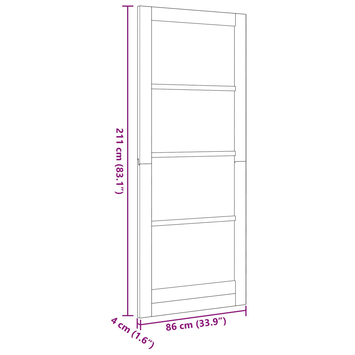 Indvendig Dør 86 x 211 cm Krydsfinér Hvid