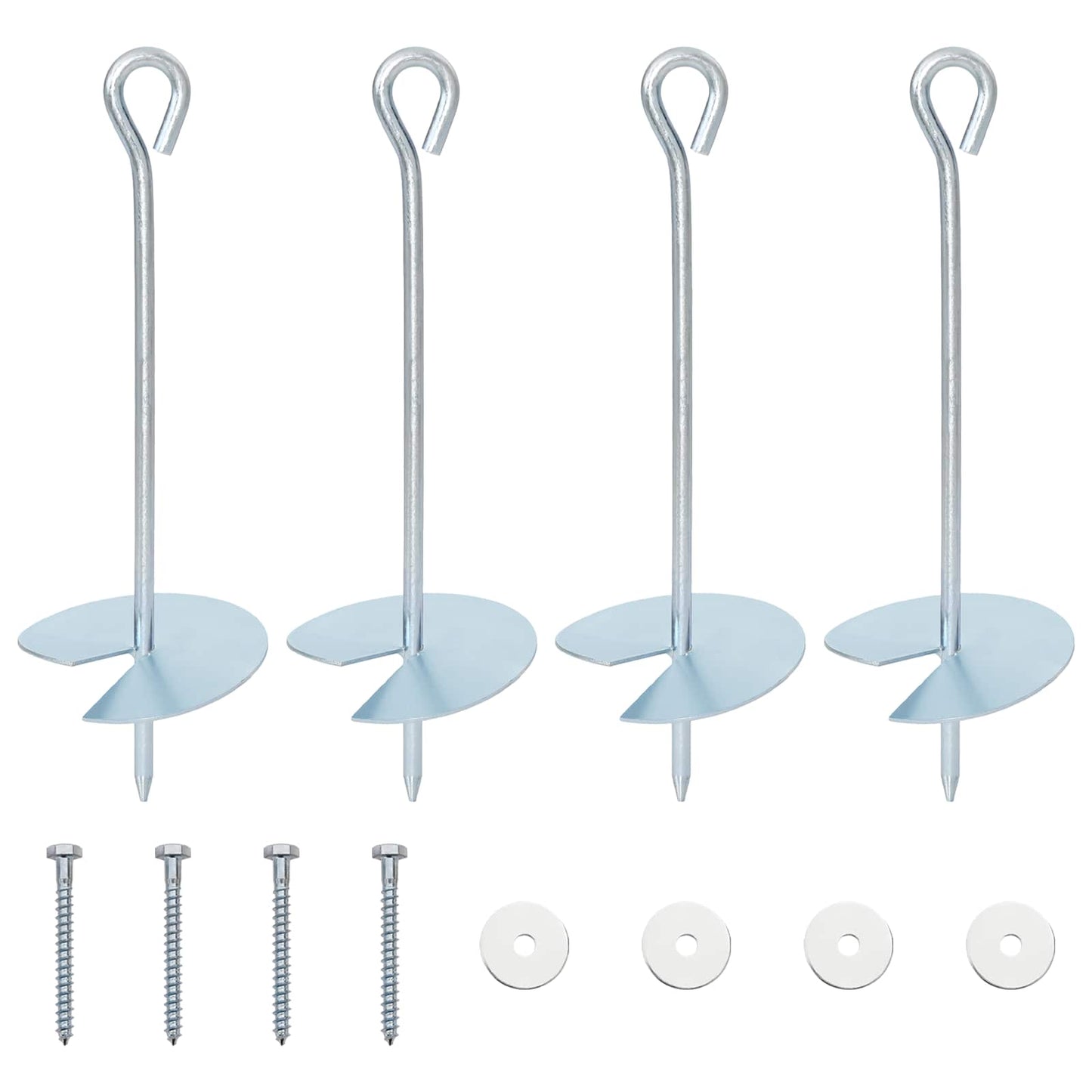 Jordanker 4 stk. Ø10 x 30 cm Galvaniseret metal Sølv