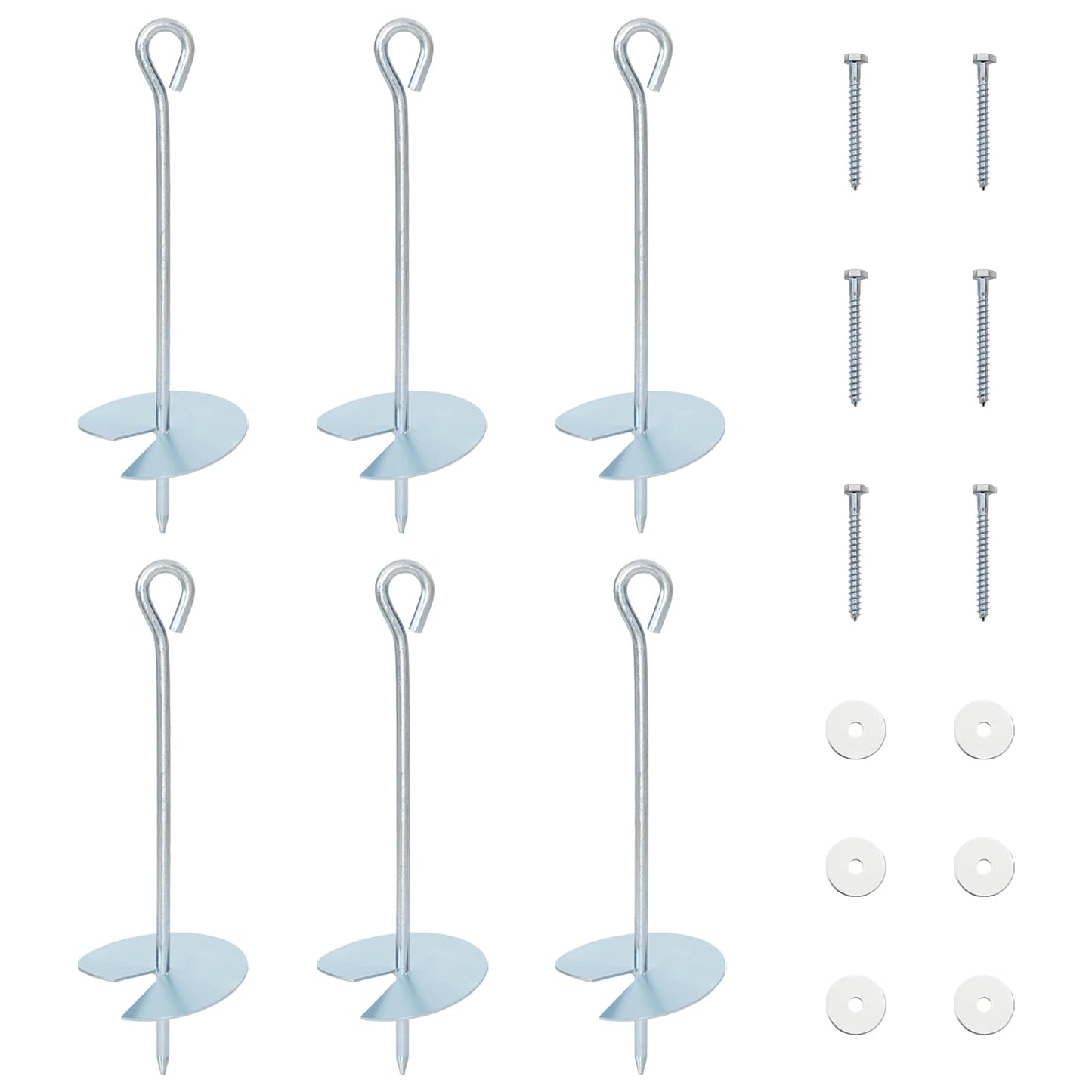 Jordanker 6 stk. Ø10 x 30 cm Galvaniseret metal Sølv