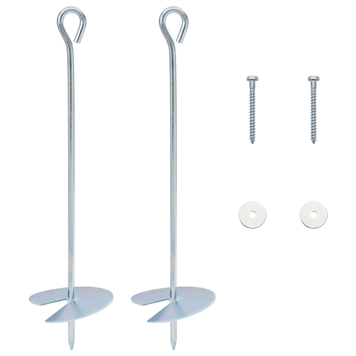 Jordanker 2 stk. Ø10 x 40 cm Galvaniseret metal Sølv
