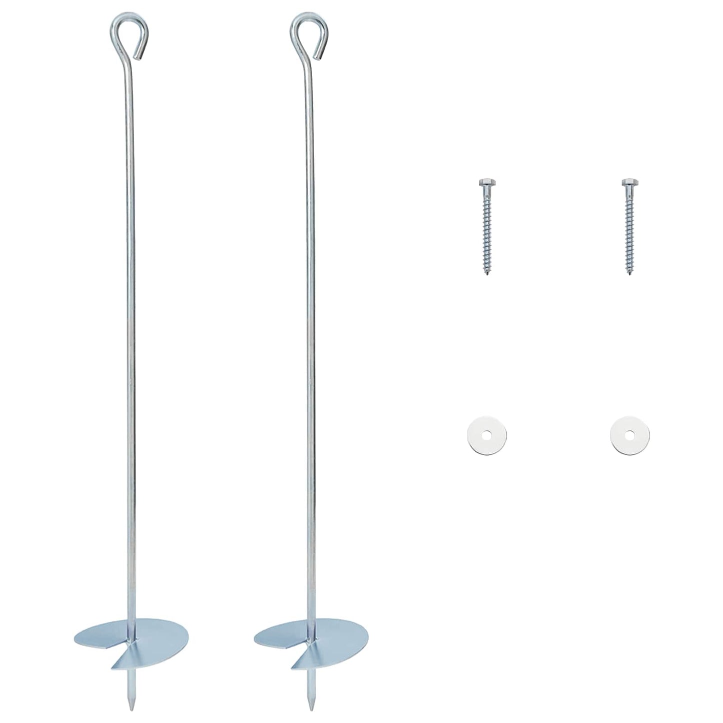 Jordanker 2 stk. Ø10 x 60 cm Galvaniseret metal Sølv