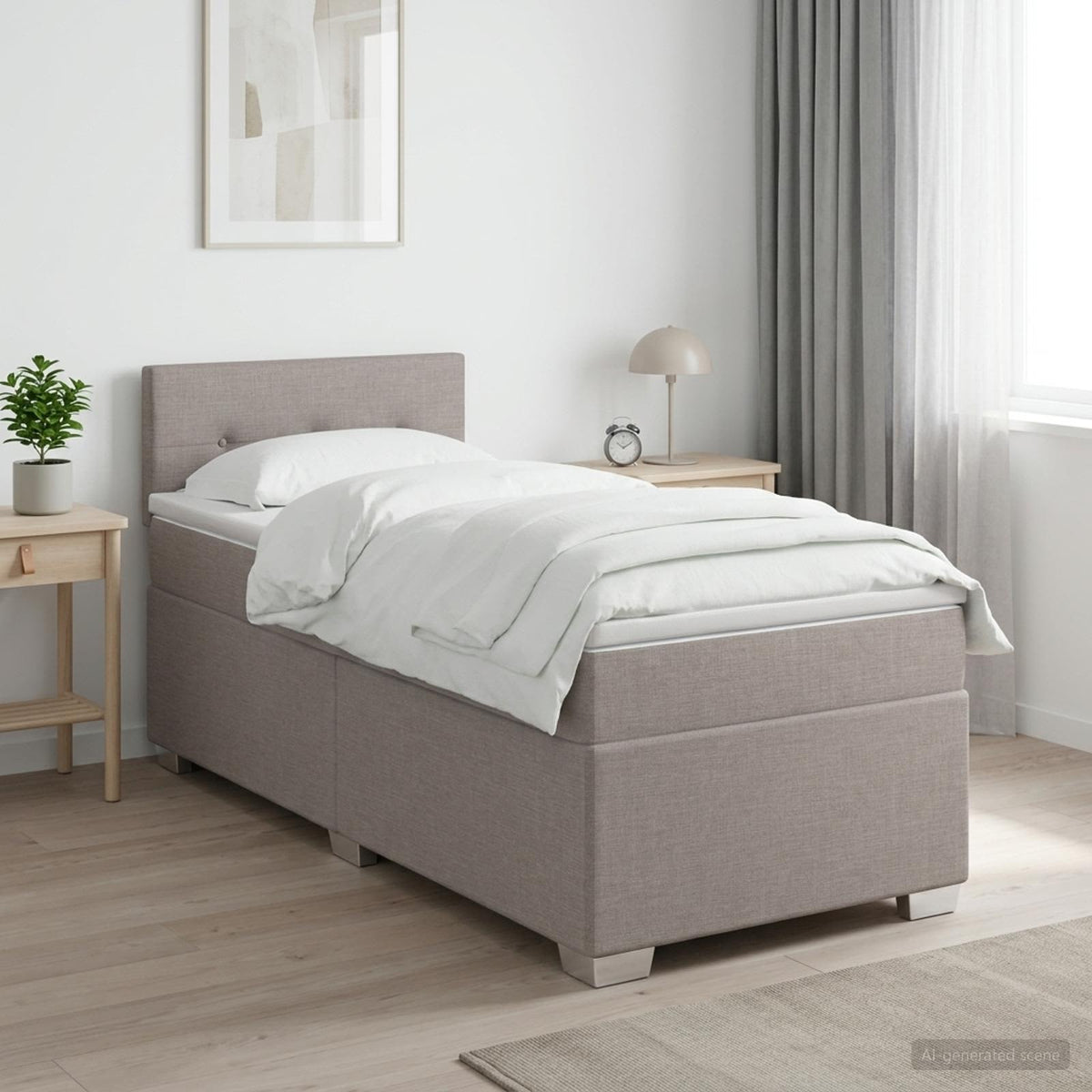 Boxmadras med topmadras Gråbrun 100 x 200 cm Stof