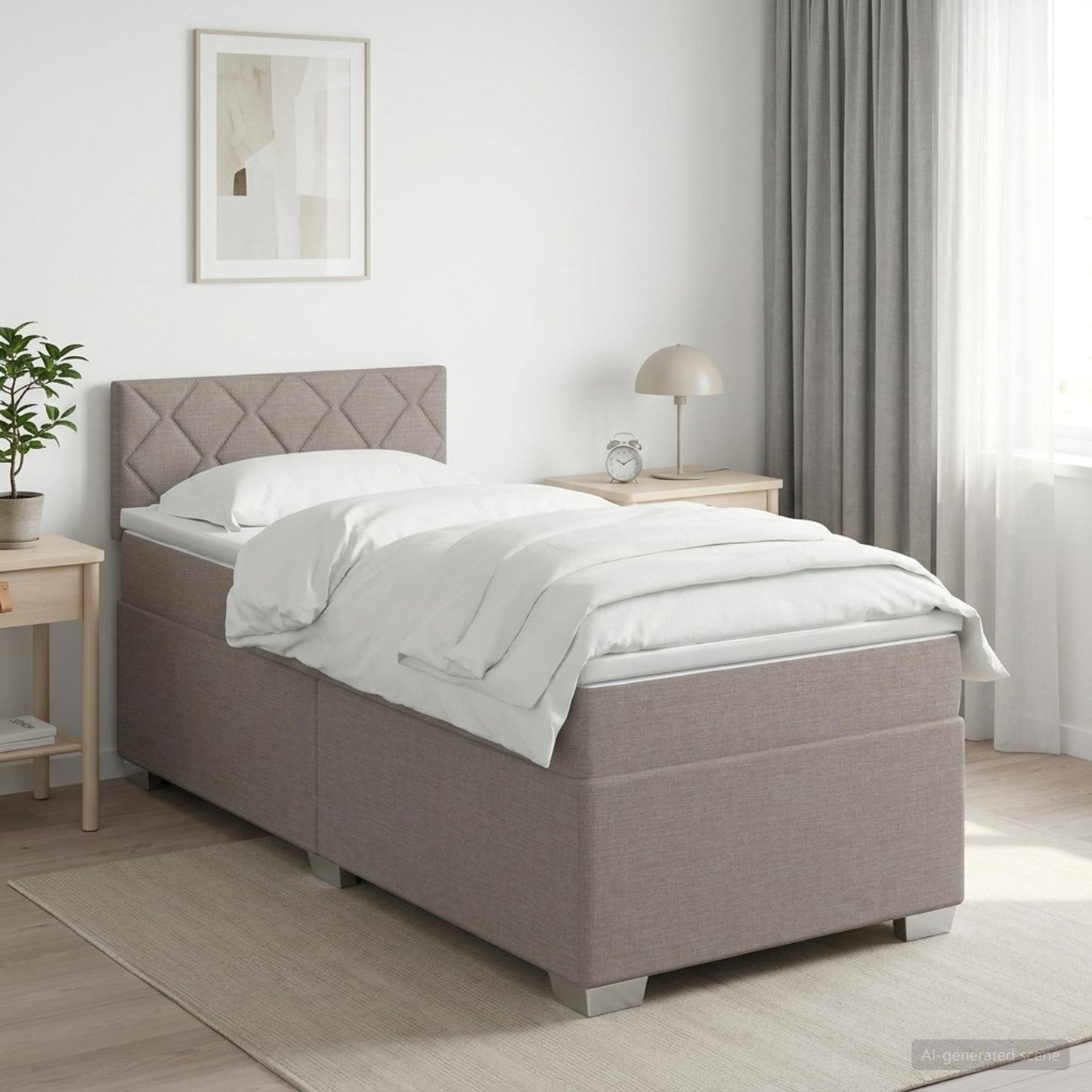 Boxmadras med topmadras Gråbrun 100 x 200 cm Stof