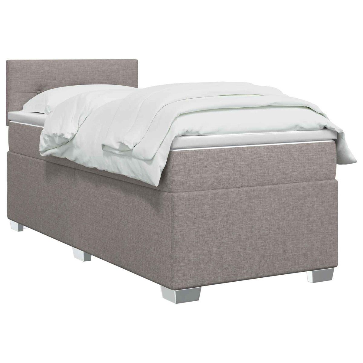 Boxmadras med topmadras med hovedgærde Gråbrun 90 x 200 cm Stof