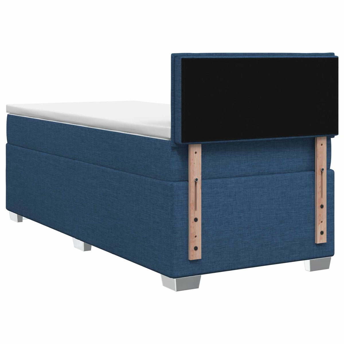 Boxmadras med topmadras med hovedgærde Blå 90 x 200 cm Stof