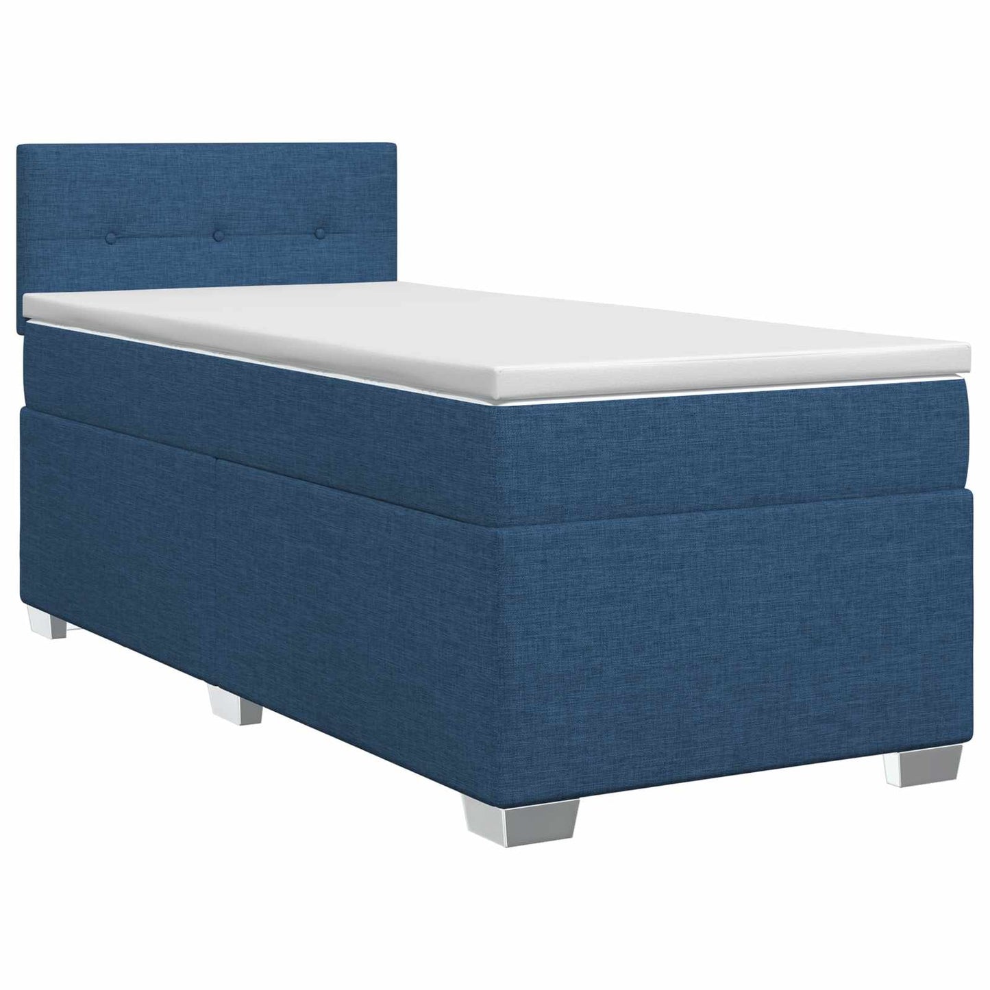 Boxmadras med topmadras med hovedgærde Blå 100 x 200 cm Stof