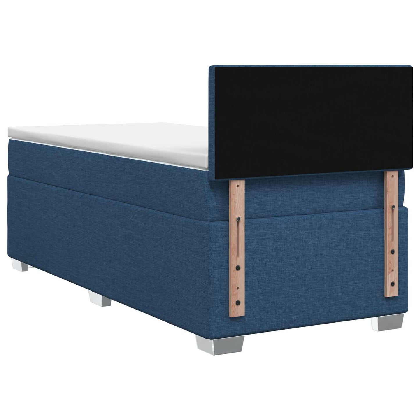 Boxmadras med topmadras med hovedgærde Blå 100 x 200 cm Stof