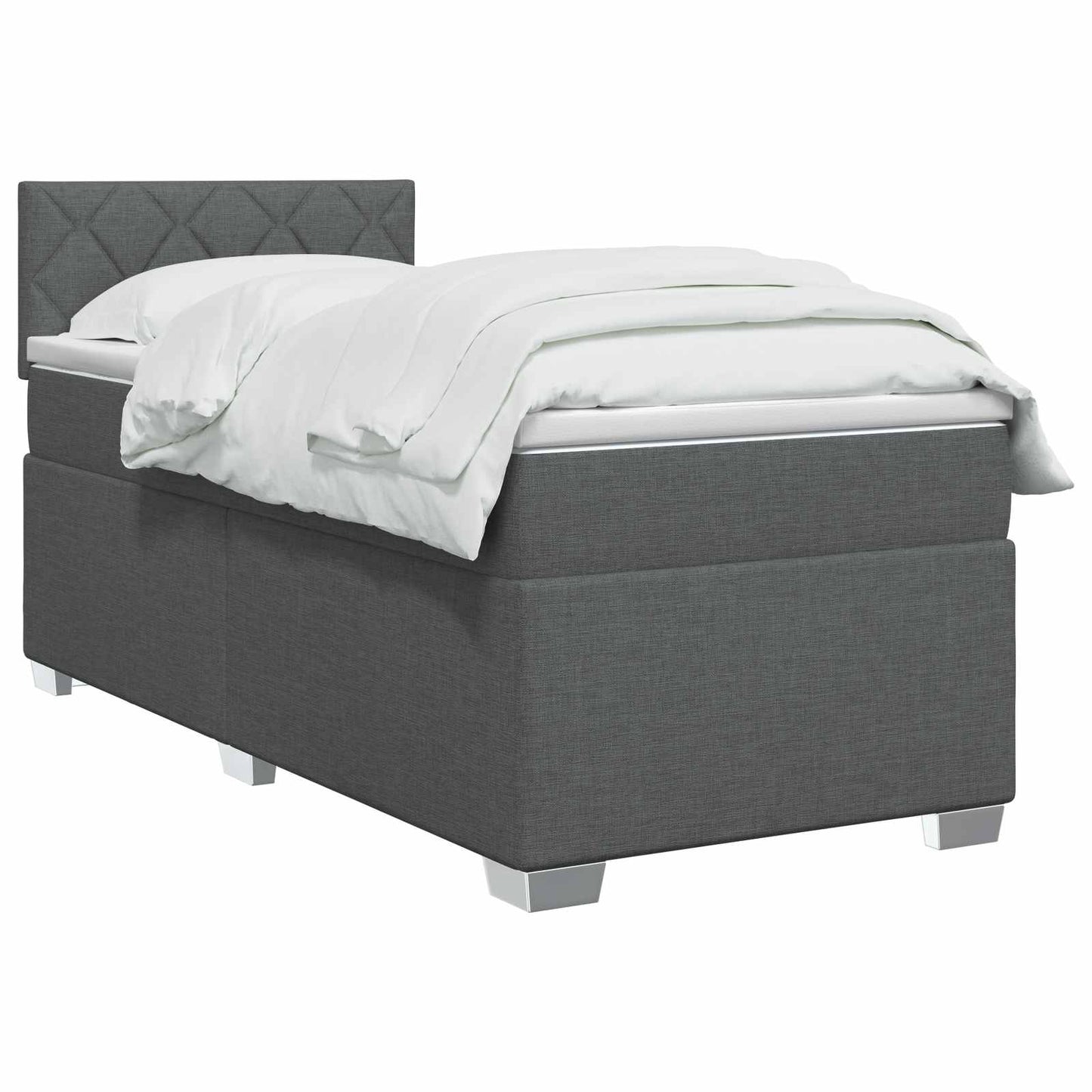 Boxmadras med topmadras Mørkegrå 100 x 200 cm Stof