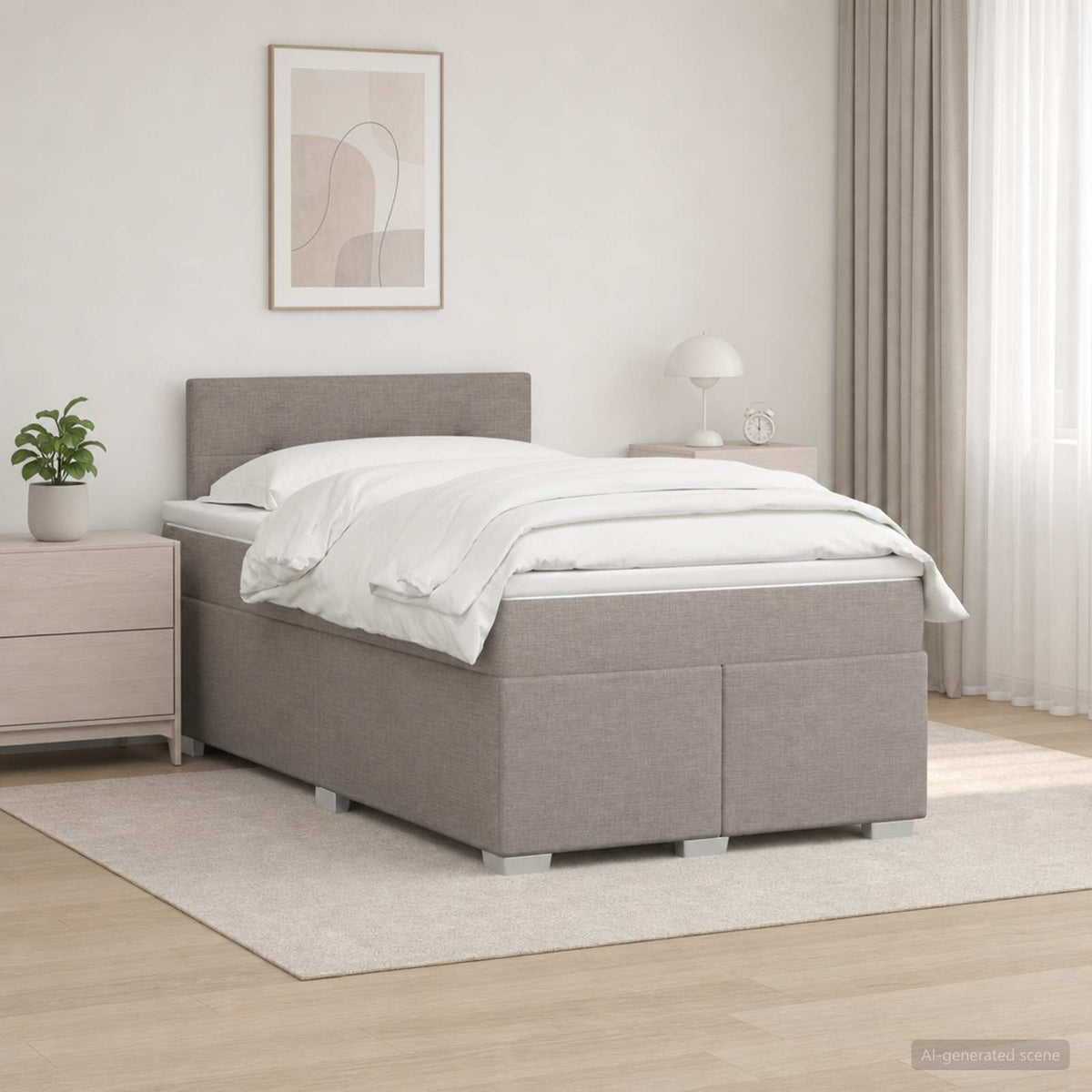 Boxmadras med topmadras Gråbrun 120 x 190 cm Stof