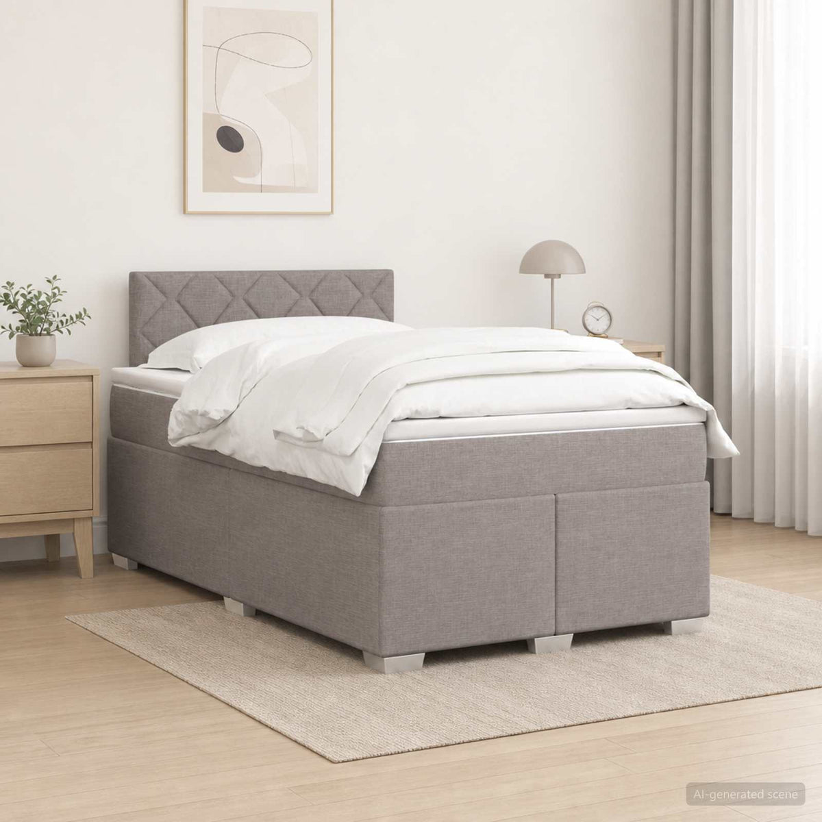 Boxmadras med topmadras Gråbrun 120 x 200 cm Stof
