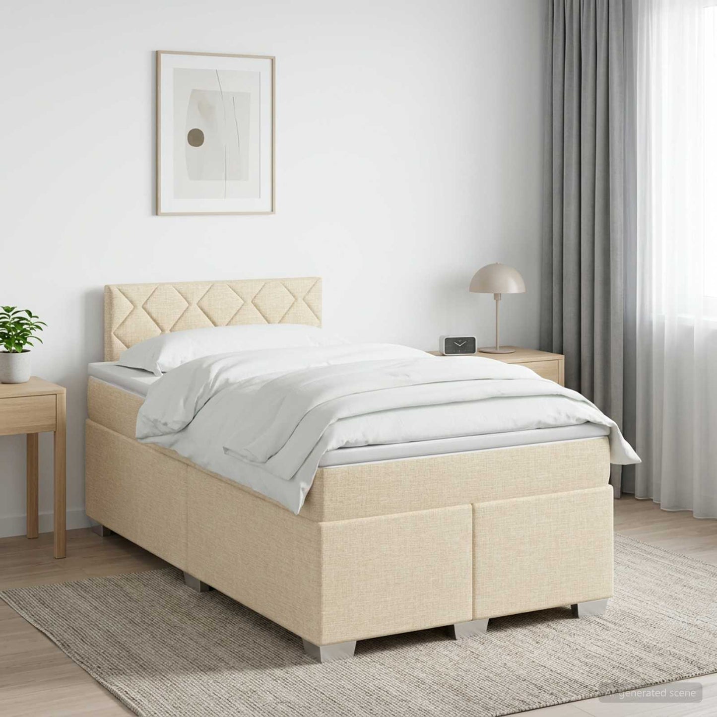 Boxmadras med topmadras Cremefarvet 120 x 200 cm Stof