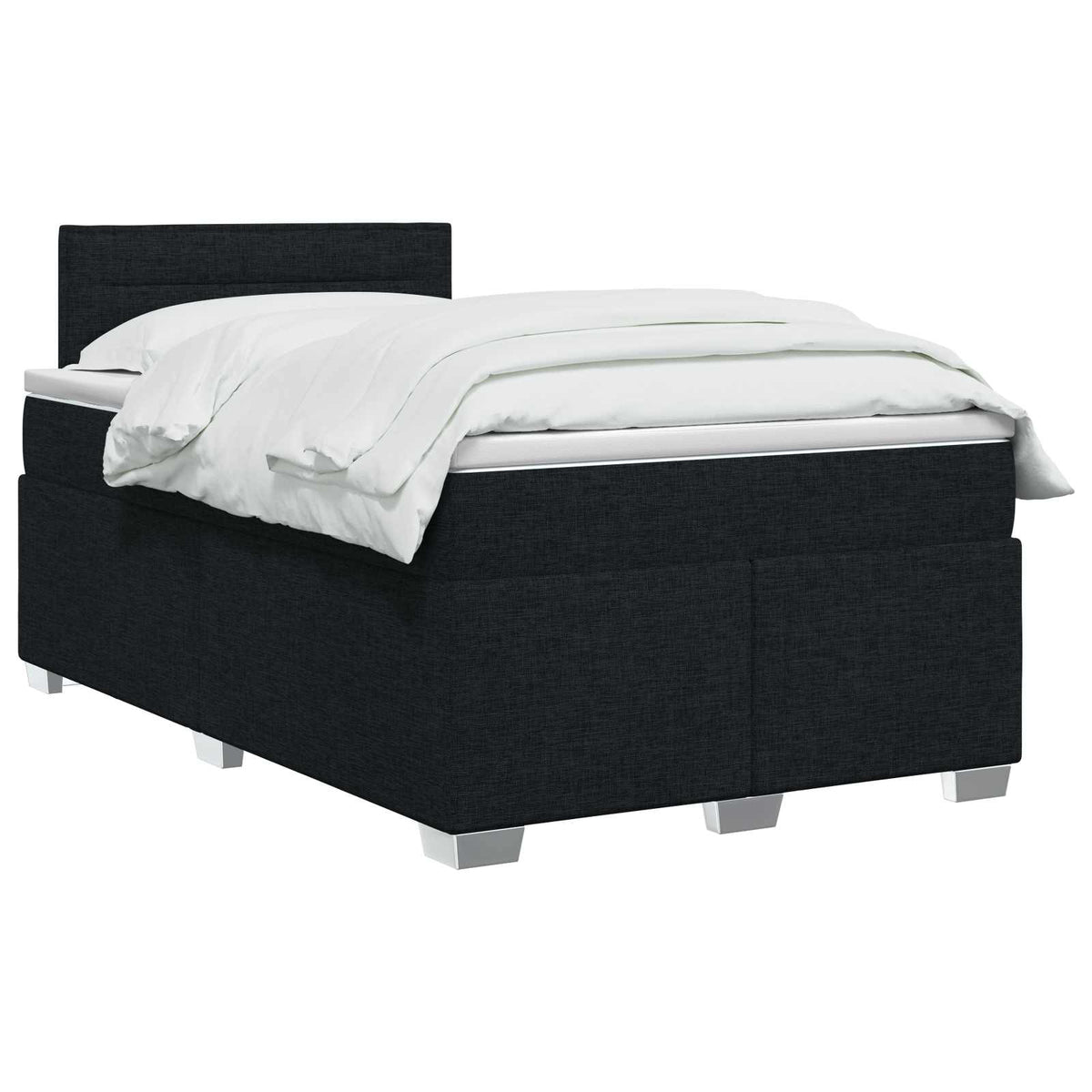 Boxmadras med topmadras med hovedgærde Sort 120 x 200 cm Stof
