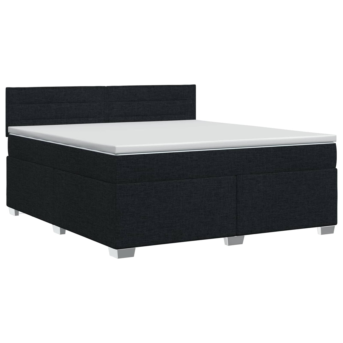Boxmadras med topmadras med hovedgærde Sort 140 x 190 cm Stof