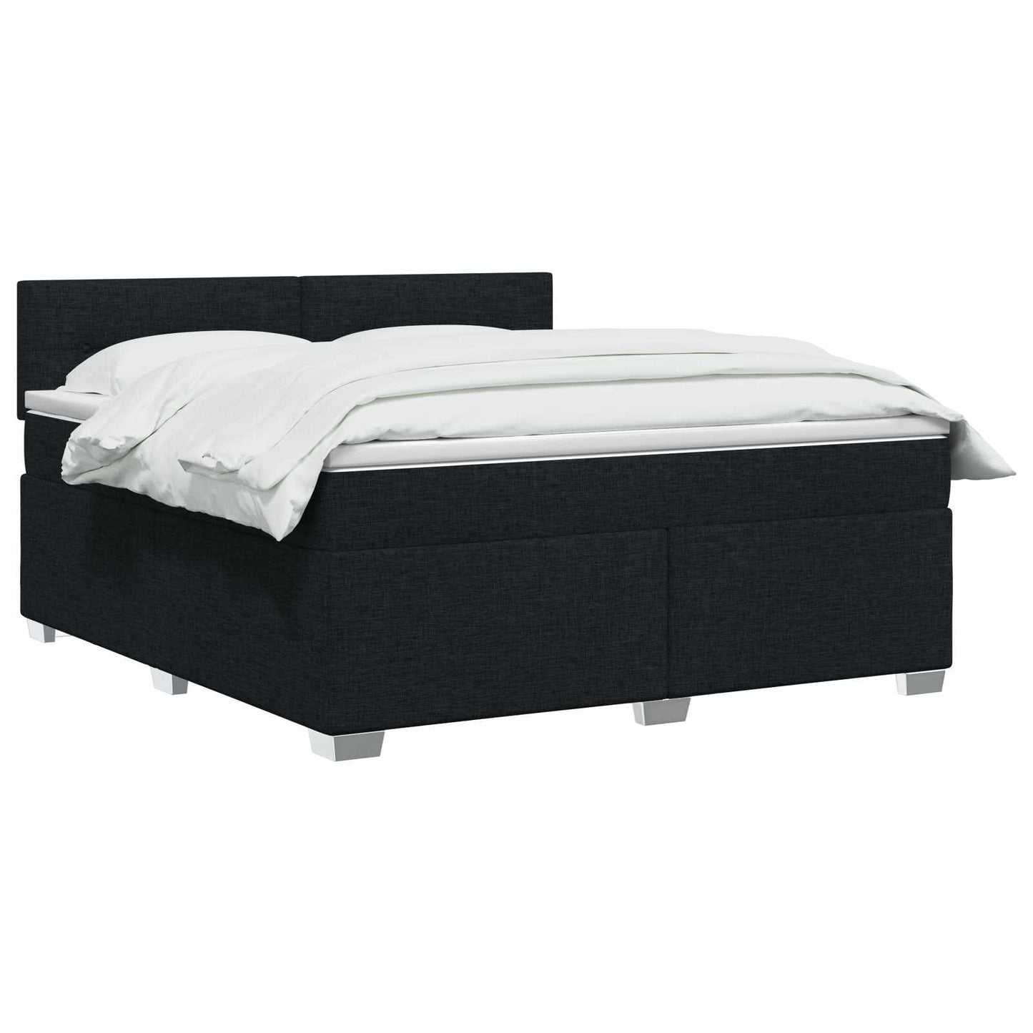 Boxmadras med topmadras med hovedgærde Sort 140 x 190 cm Stof